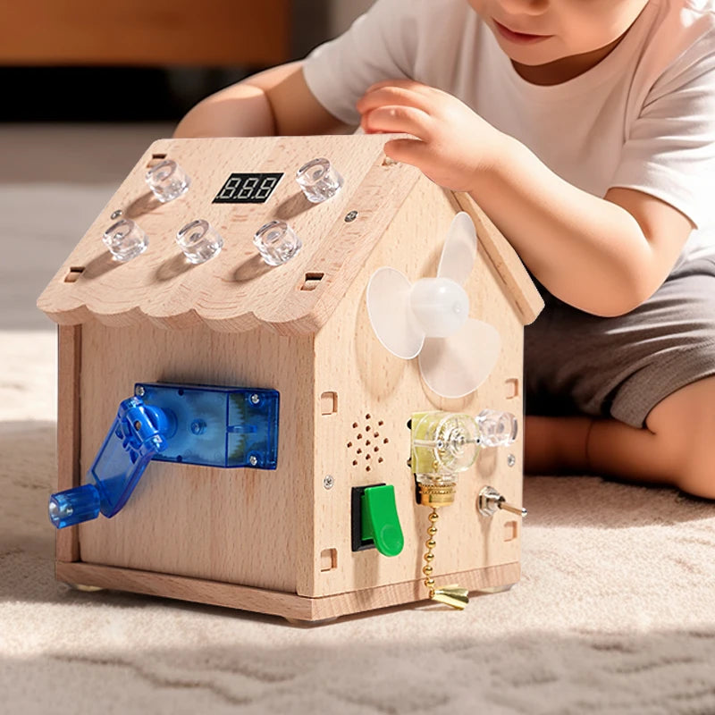 Tablero Sensorial Montessori Casita con Luz LED - Mikicochon®