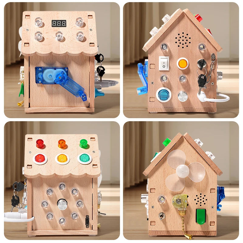Tablero Sensorial Montessori Casita con Luz LED - Mikicochon®