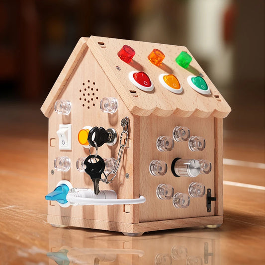 Tablero Sensorial Montessori Casita con Luz LED - Mikicochon®