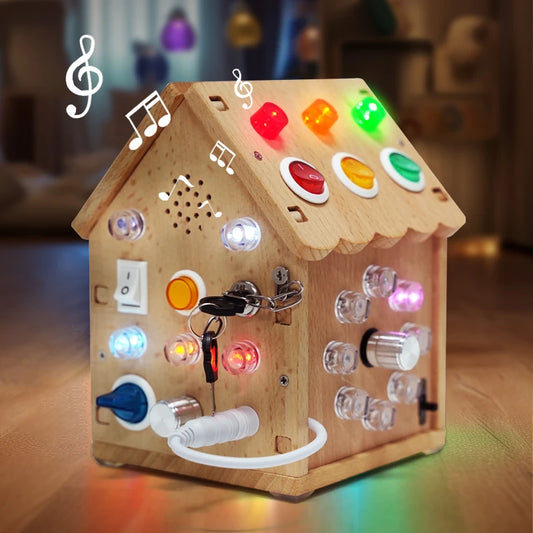 Tablero Sensorial Montessori Casita con Luz LED - Mikicochon®